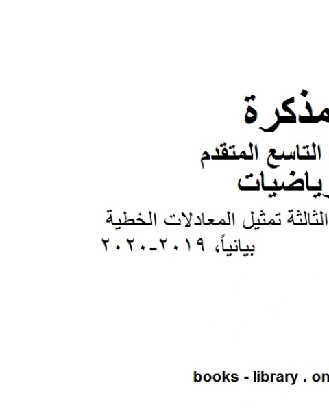 كتاب الصف التاسع متقدم دليل المعلم الوحدة الثالثة تمثيل المعادلات الخطية بيانياً الفصل الأول من العام الدراسي 2019 2020 وفق المنهاج الإماراتي الحديث لـ المؤلف مجهول